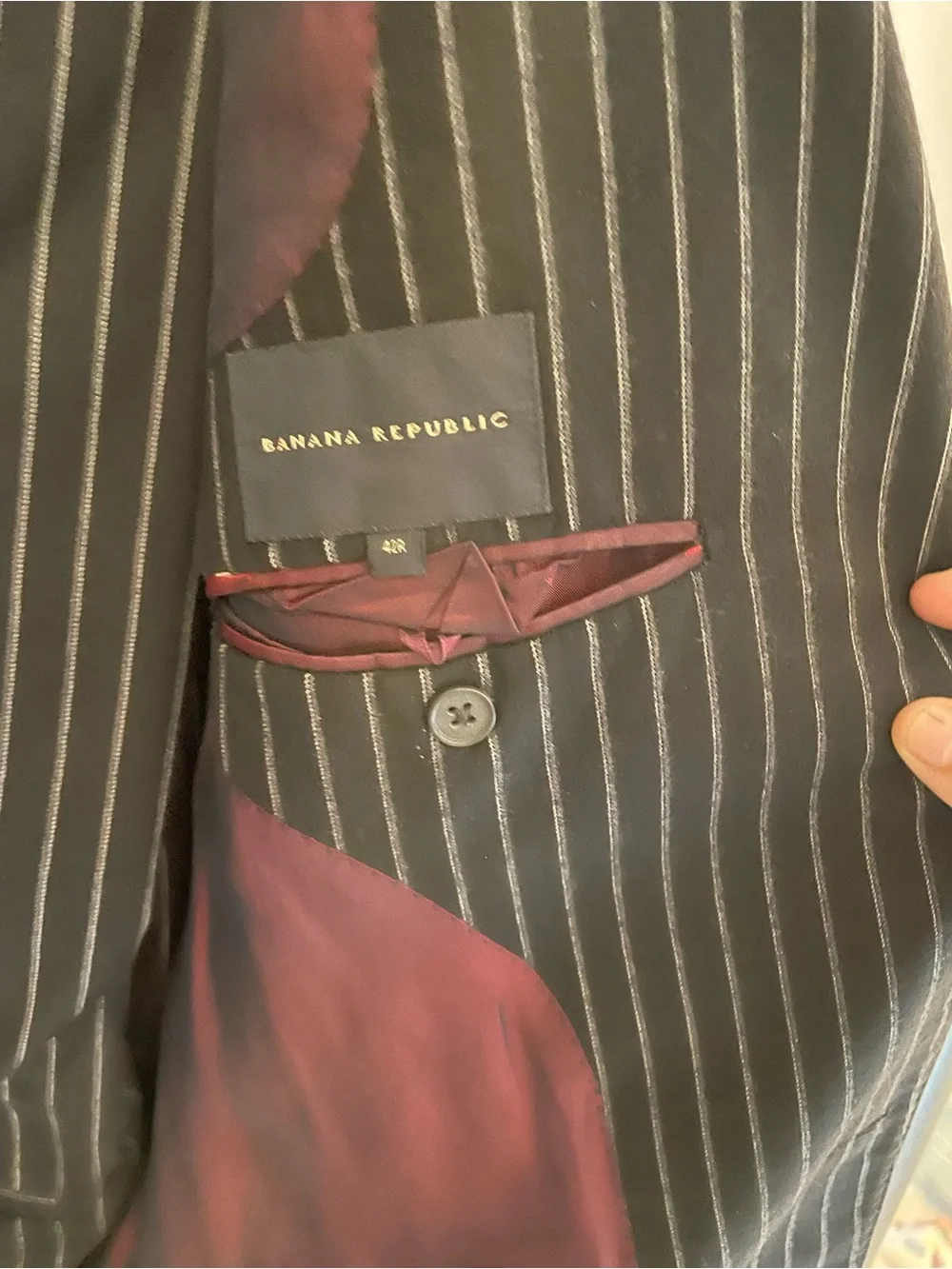 Banana Republic Men’s 42R Chalk Stripe Wool Suit Jacket & Pants 2-Piece